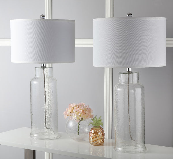 Safavieh BOTTLE Glass Table Lamps - Contemporary Minimalist Design for Elegant Ambient Lighting in Any Room Clear LIT4157B-SET2