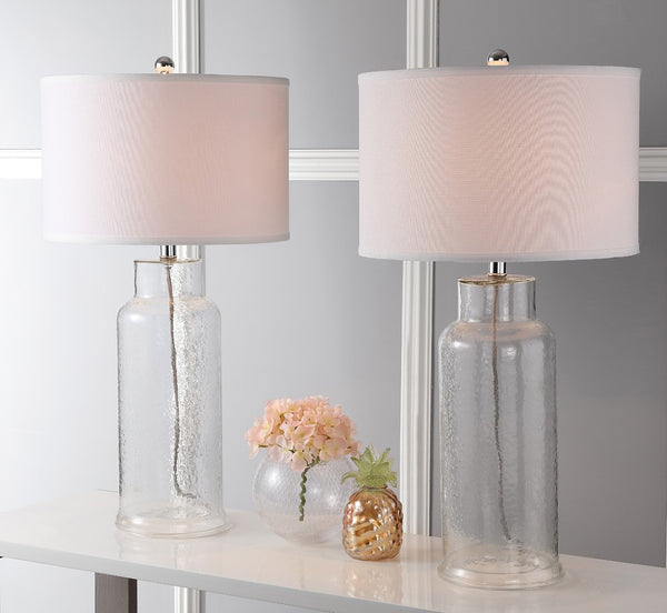 Safavieh BOTTLE Glass Table Lamps - Contemporary Minimalist Design for Elegant Ambient Lighting in Any Room Clear LIT4157B-SET2