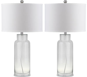 Safavieh BOTTLE Glass Table Lamps - Contemporary Minimalist Design for Elegant Ambient Lighting in Any Room Clear LIT4157B-SET2