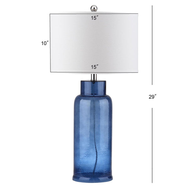 Safavieh BOTTLE Blue Glass Table Lamp Set of 2, 30.5-Inch Modern Design with USB Charging Ports Included LIT4157C-SET2-U