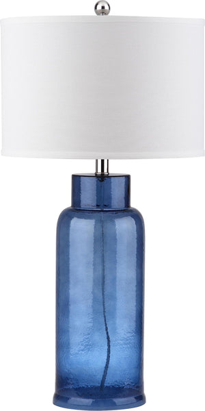 Safavieh BOTTLE Blue Glass Table Lamp Set of 2, 30.5-Inch Modern Design with USB Charging Ports Included LIT4157C-SET2-U