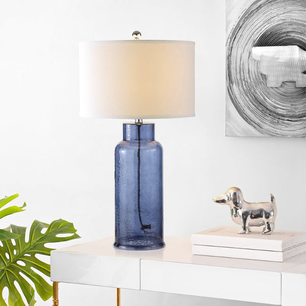 Safavieh BOTTLE Blue Glass Table Lamps - Elegant Ambient Lighting for Home Décor, Perfect for Any Room LIT4157C-SET2