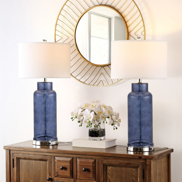 Safavieh BOTTLE Blue Glass Table Lamps - Elegant Ambient Lighting for Home Décor, Perfect for Any Room LIT4157C-SET2