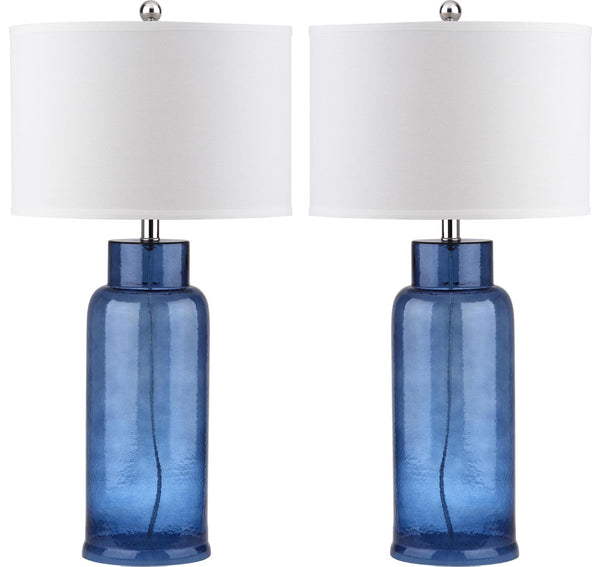 Safavieh BOTTLE Blue Glass Table Lamps - Elegant Ambient Lighting for Home Décor, Perfect for Any Room LIT4157C-SET2