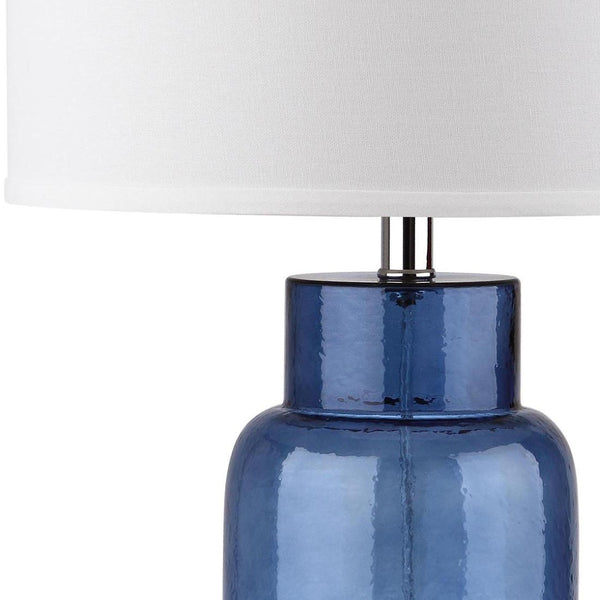 Safavieh BOTTLE Blue Glass Table Lamp Set of 2, 30.5-Inch Modern Design with USB Charging Ports Included LIT4157C-SET2-U