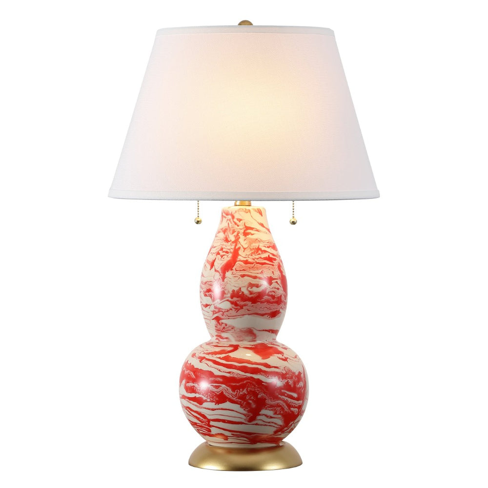 Safavieh COLOR Swirls Glass Table Lamps - Striking Modern Art Lighting for Contemporary Home Decor Orange / White LIT4159F-SET2