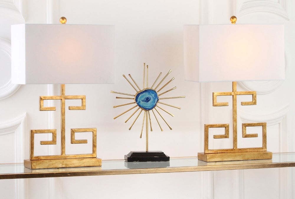 Safavieh GREEK Key Table Lamp – Elegant Greek-Inspired Lighting for Modern Interiors and Ambient Illumination Gold LIT4160C-SET2