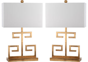 Safavieh GREEK Key Table Lamp – Elegant Greek-Inspired Lighting for Modern Interiors and Ambient Illumination Gold LIT4160C-SET2