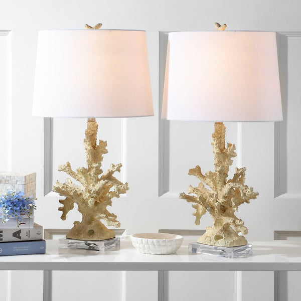 Safavieh FAUX Coral Branch Table Lamps in Cream – Elegant Coastal Lighting for Home Décor & Bedrooms LIT4161A-SET2