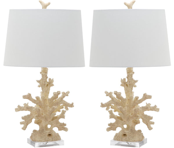 Safavieh FAUX Coral Branch Table Lamps in Cream – Elegant Coastal Lighting for Home Décor & Bedrooms LIT4161A-SET2