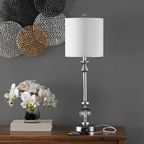 Safavieh ERICA, Elegant 31-Inch Crystal and Iron Table Lamp Set of 2 with USB Ports for Modern Living Spaces LIT4164A-SET2-U