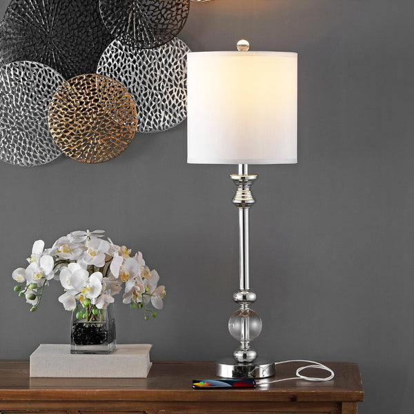 Safavieh ERICA, Elegant 31-Inch Crystal and Iron Table Lamp Set of 2 with USB Ports for Modern Living Spaces LIT4164A-SET2-U
