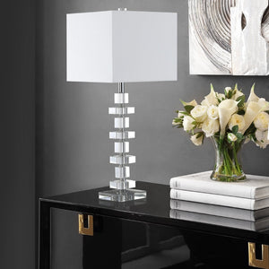 Safavieh DECO Elegant Table Lamp Set of 2 - 28.5 Inch, Timeless Design for Home Decor & Ambient Lighting Clear / Chrome LIT4169A-SET2-U