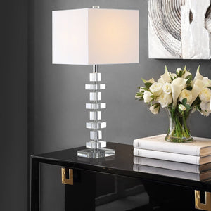 Safavieh DECO Elegant Table Lamp Set of 2 - 28.5 Inch, Timeless Design for Home Decor & Ambient Lighting Clear / Chrome LIT4169A-SET2-U