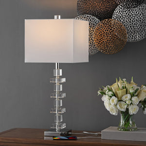 Safavieh DECO Elegant Table Lamp Set of 2 - 28.5 Inch, Timeless Design for Home Decor & Ambient Lighting Clear / Chrome LIT4169A-SET2-U