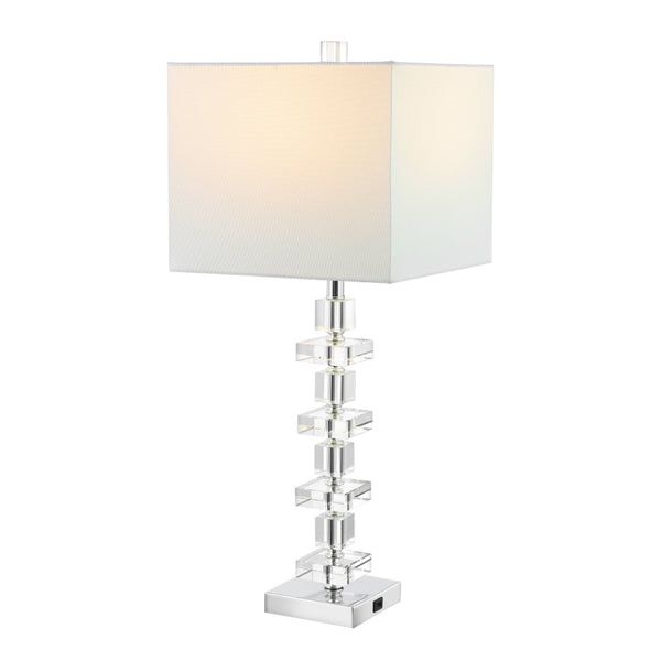 Safavieh DECO Elegant Table Lamp Set of 2 - 28.5 Inch, Timeless Design for Home Decor & Ambient Lighting Clear / Chrome LIT4169A-SET2-U