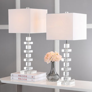 Safavieh DECO Elegant Table Lamp Set of 2 - 28.5 Inch, Timeless Design for Home Decor & Ambient Lighting Clear / Chrome LIT4169A-SET2-U
