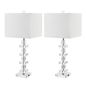 Safavieh DECO Elegant Table Lamp Set of 2 - 28.5 Inch, Timeless Design for Home Decor & Ambient Lighting Clear / Chrome LIT4169A-SET2-U