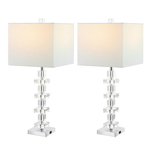 Safavieh DECO Elegant Table Lamp Set of 2 - 28.5 Inch, Timeless Design for Home Decor & Ambient Lighting Clear / Chrome LIT4169A-SET2-U