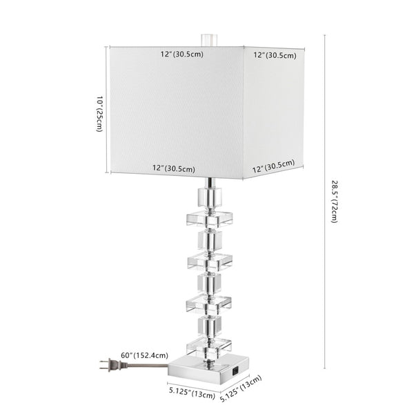 Safavieh DECO Elegant Table Lamp Set of 2 - 28.5 Inch, Timeless Design for Home Decor & Ambient Lighting Clear / Chrome LIT4169A-SET2-U