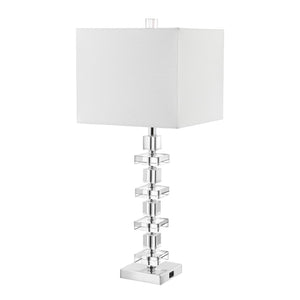 Safavieh DECO Elegant Table Lamp Set of 2 - 28.5 Inch, Timeless Design for Home Decor & Ambient Lighting Clear / Chrome LIT4169A-SET2-U