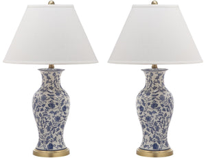Safavieh BEIJING Floral Urn Table Lamps - Elegant Blue & White Ceramic Design for Timeless Home Décor LIT4172A-SET2