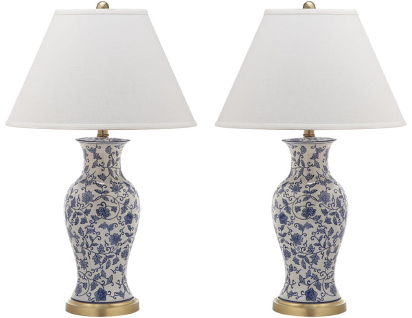 Safavieh BEIJING Floral Urn Table Lamps - Elegant Blue & White Ceramic Design for Timeless Home Décor LIT4172A-SET2