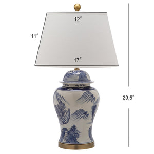 Safavieh SHANGHAI Ginger Jar Table Lamps – Elegant Blue & White Ceramic Pair for Timeless Home Décor Illumination LIT4173A-SET2
