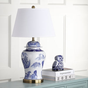 Safavieh SHANGHAI Ginger Jar Table Lamps – Elegant Blue & White Ceramic Pair for Timeless Home Décor Illumination LIT4173A-SET2