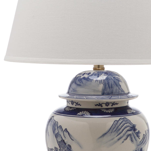 Safavieh SHANGHAI Ginger Jar Table Lamps – Elegant Blue & White Ceramic Pair for Timeless Home Décor Illumination LIT4173A-SET2