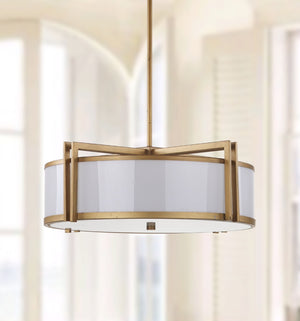 Safavieh ORB Drum Pendant Light - Elegant Gold Finish, Modern Design for Dining & Living Spaces, Adjustable Height LIT4185A