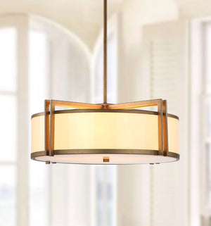 Safavieh ORB Drum Pendant Light - Elegant Gold Finish, Modern Design for Dining & Living Spaces, Adjustable Height LIT4185A