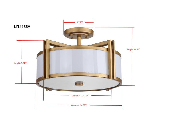 Safavieh ORB Drum Ceiling Light – Modern Elegance with Ambient Illumination for Any Stylish Home Space Gold LIT4186A