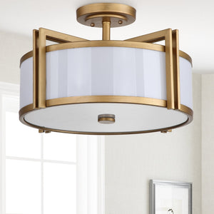 Safavieh ORB Drum Ceiling Light – Modern Elegance with Ambient Illumination for Any Stylish Home Space Gold LIT4186A