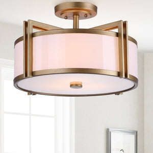 Safavieh ORB Drum Ceiling Light – Modern Elegance with Ambient Illumination for Any Stylish Home Space Gold LIT4186A