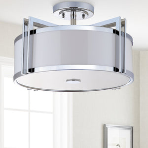 Safavieh ORB Drum Ceiling Light – Modern Elegance with Ambient Illumination for Any Stylish Home Space Chrome LIT4186B