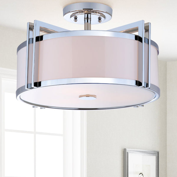 Safavieh ORB Drum Ceiling Light – Modern Elegance with Ambient Illumination for Any Stylish Home Space Chrome LIT4186B