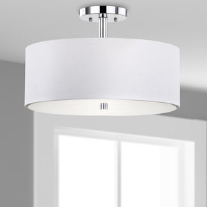 Safavieh CLARA Ceiling Light - Sleek Contemporary Flush-Mount Fixture for Elegant Interior Spaces and Lighting White / Chrome LIT4192A