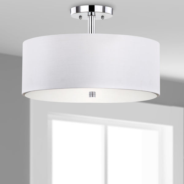 Safavieh CLARA Ceiling Light - Sleek Contemporary Flush-Mount Fixture for Elegant Interior Spaces and Lighting White / Chrome LIT4192A
