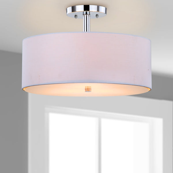 Safavieh CLARA Ceiling Light - Sleek Contemporary Flush-Mount Fixture for Elegant Interior Spaces and Lighting White / Chrome LIT4192A