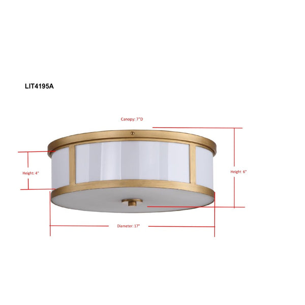 Safavieh AVERY Drum Ceiling Light – Elegant Gold Finish, Modern Design, Ambient Illumination for Any Room LIT4195A