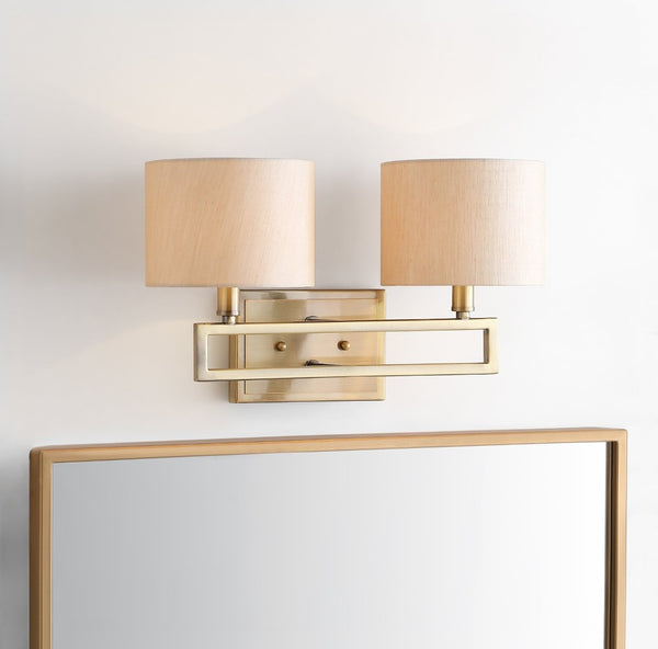 Safavieh CATENA Double Wall Sconce - Luxurious Gold Finish, Contemporary Design for Hallways & Living Spaces LIT4197A