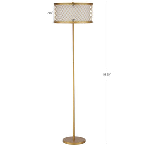Safavieh EVIE Mesh Floor Lamp, 58.25" Gold Steel Design for Elegant Illumination in Home or Office Spaces LIT4199A