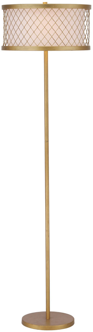 Safavieh EVIE Mesh Floor Lamp, 58.25" Gold Steel Design for Elegant Illumination in Home or Office Spaces LIT4199A