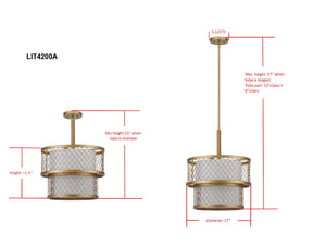 Safavieh EVIE Mesh Pendant Light - Adjustable Gold Fixture for Dining & Living Spaces, Modern Style & Warmth LIT4200A
