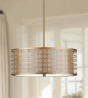 Safavieh GIOTTA Drum Pendant Light - Elegant Bronze Fixture for Modern & Traditional Spaces, Adjustable Height LIT4203A