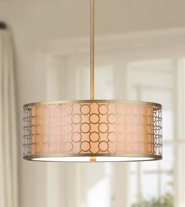 Safavieh GIOTTA Drum Pendant Light - Elegant Bronze Fixture for Modern & Traditional Spaces, Adjustable Height LIT4203A