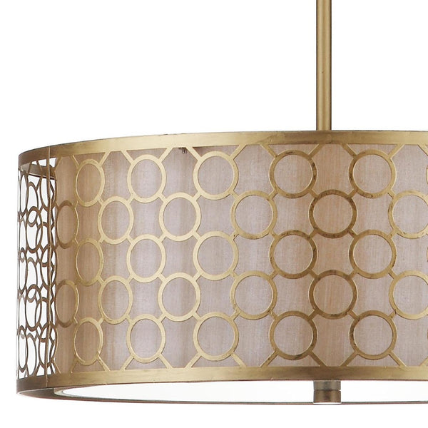 Safavieh GIOTTA Drum Pendant Light - Elegant Bronze Fixture for Modern & Traditional Spaces, Adjustable Height LIT4203A