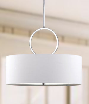 Safavieh DEBONAIR Drum Pendant Light – Sleek Silver Fixture for Modern Minimalism & Warm Ambient Glow LIT4212A