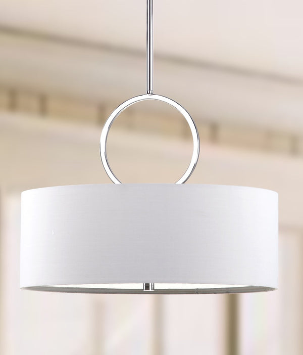 Safavieh DEBONAIR Drum Pendant Light – Sleek Silver Fixture for Modern Minimalism & Warm Ambient Glow LIT4212A